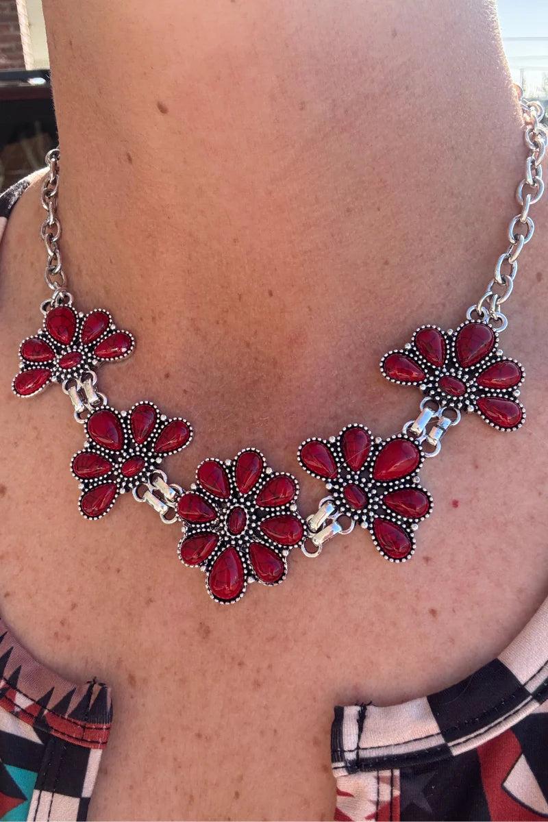 Sterling Kreek Ruby Flower Necklace Product Image