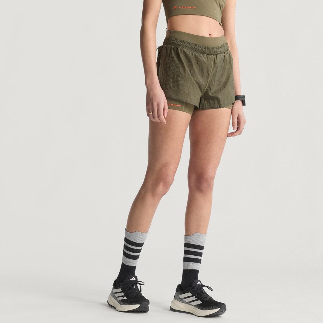 adidas Adi365 H.Koumori Running 2-In-1 Shorts Olive Strata XS Womens Product Image