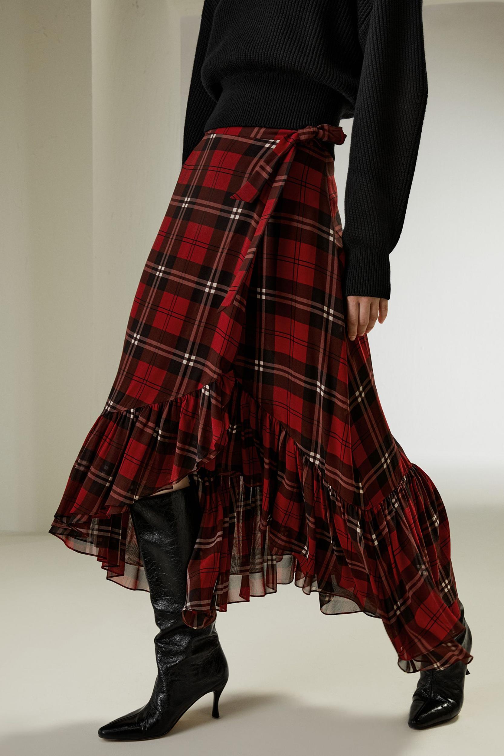 Ruffled Georgette Wrap Skirt Product Image