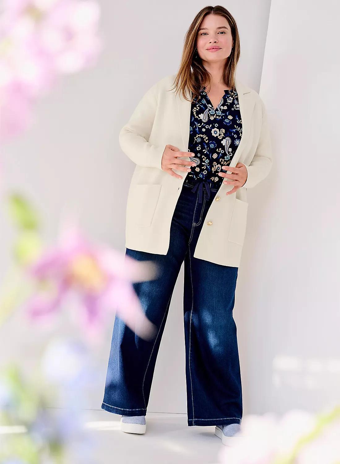 Pull-On Fit High-Rise Wide Leg Palazzo Jean Product Image