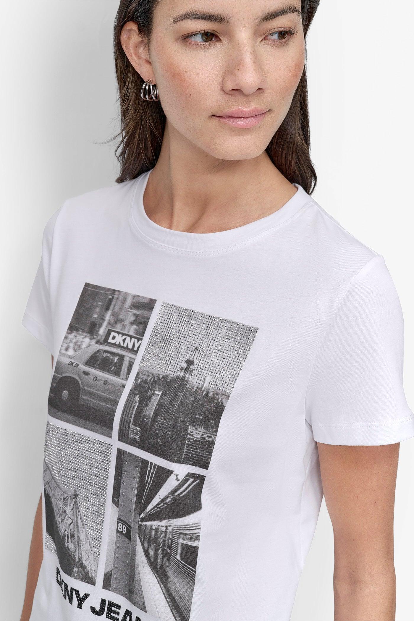 CRYSTAL EMBELLISHED CITYSCAPE GRAPHIC TEE Product Image