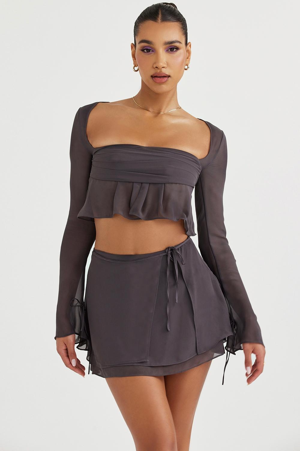 Clarice  shadow floaty layered mini skirt Product Image