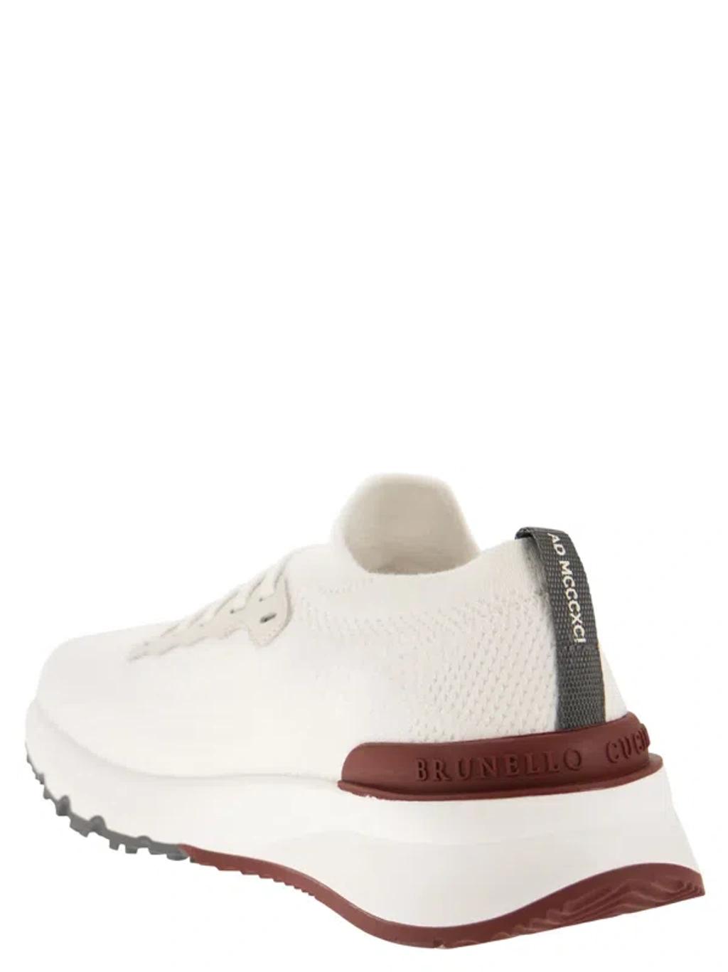BRUNELLO CUCINELLI Cotton Knit Runners In White Product Image