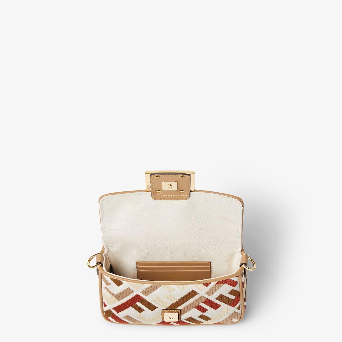 Baguette MiniCanvas bag with multicolor FF embroidery Product Image