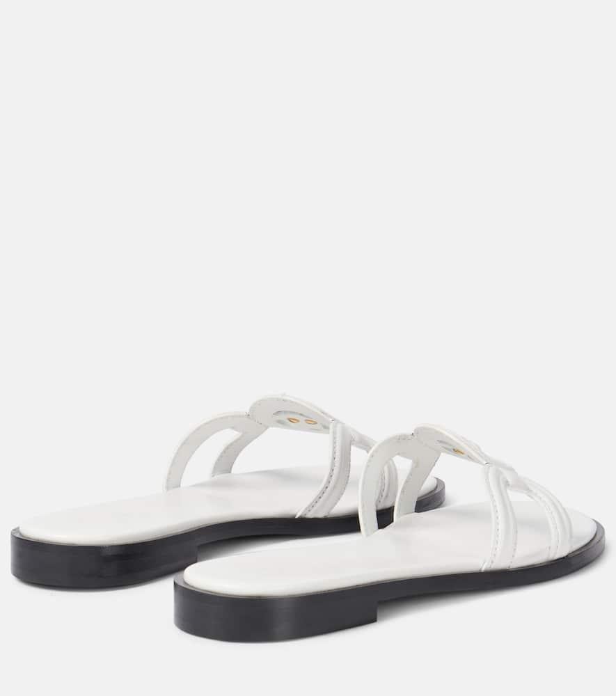 VERSACE Medusa Leather Flat Slide Sandals In White Product Image