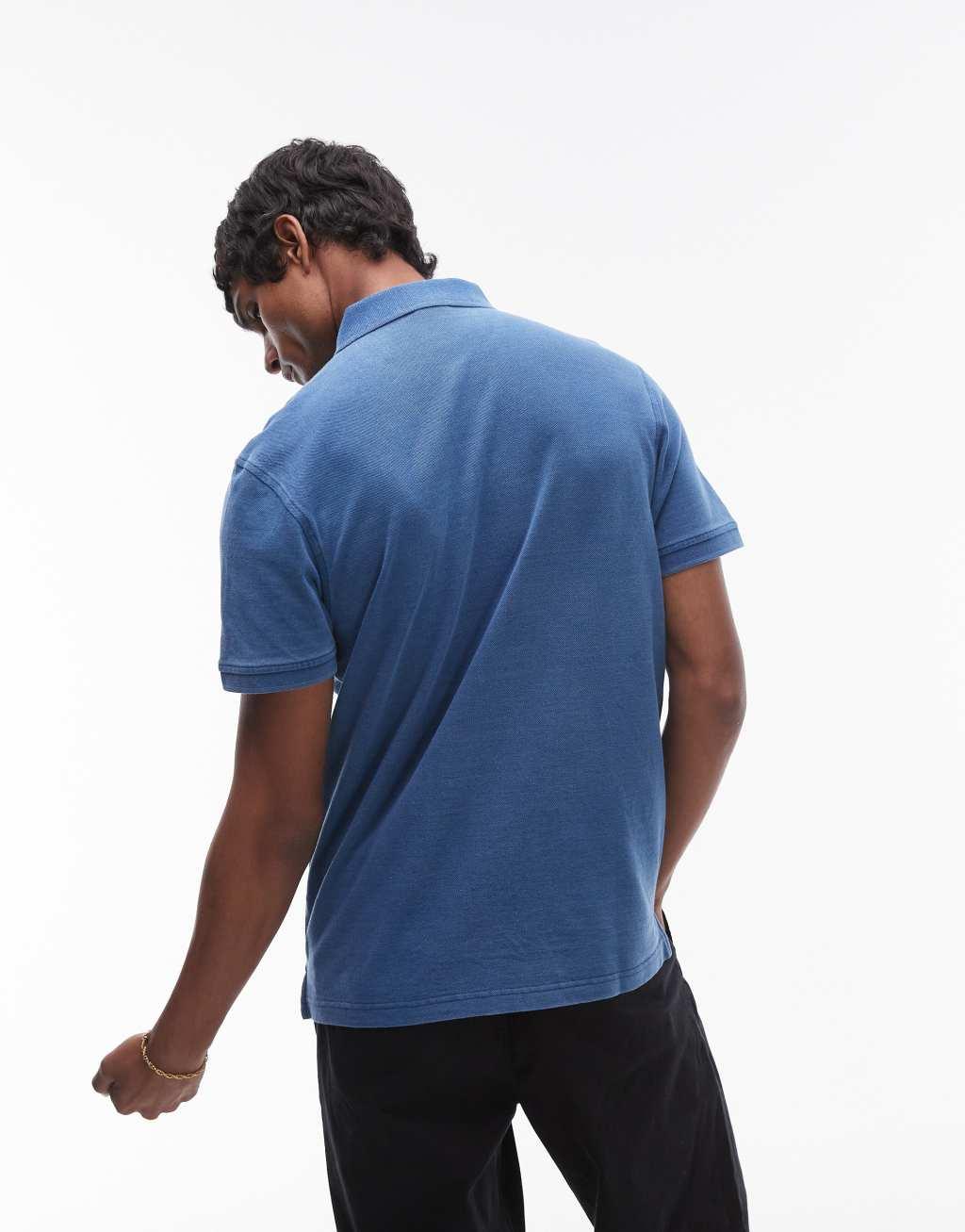 Levi's batwing logo slim fit pique polo in navy Product Image