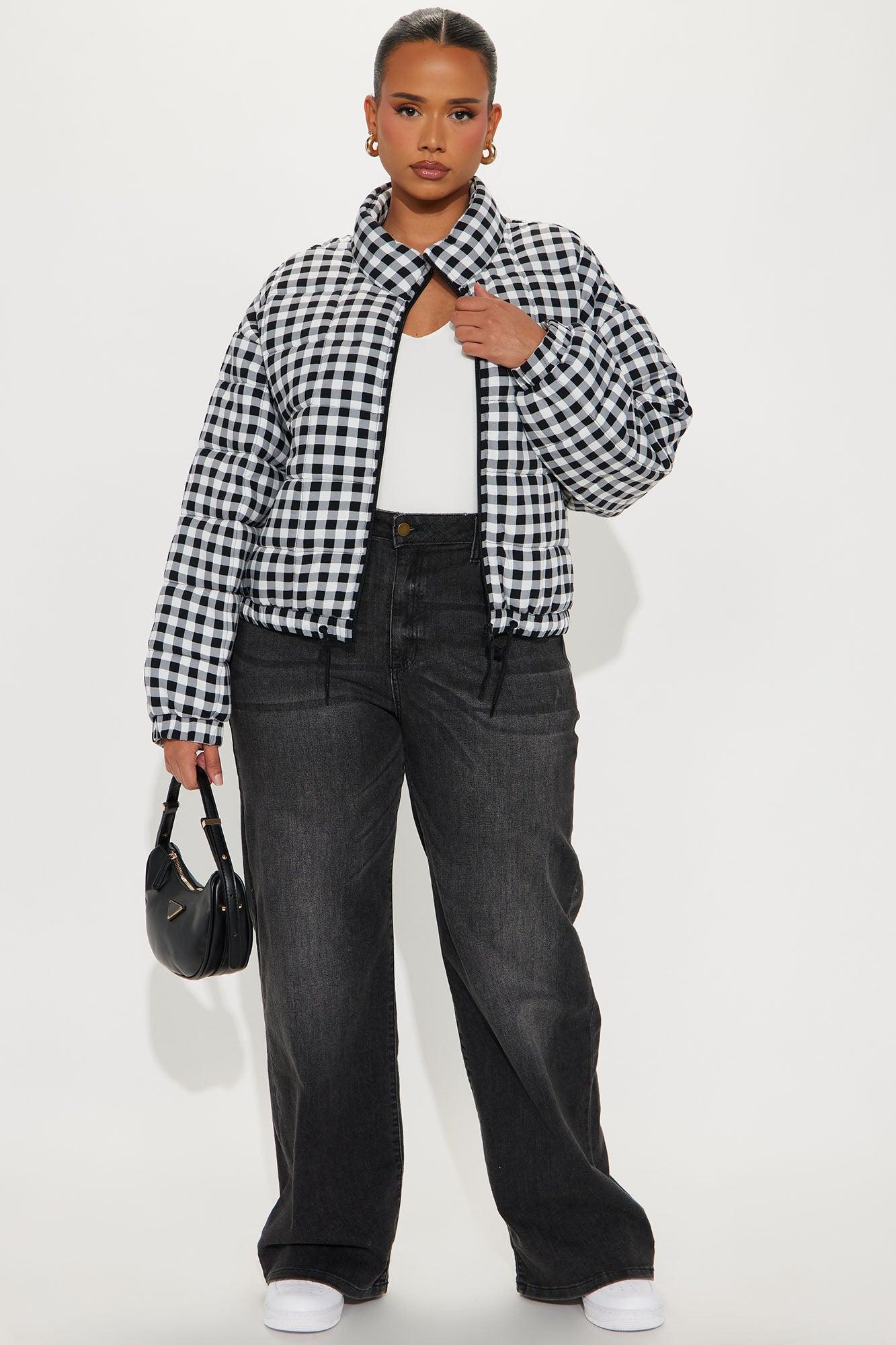 Danika Quilted Gingham Jacket - Black/combo Female Product Image