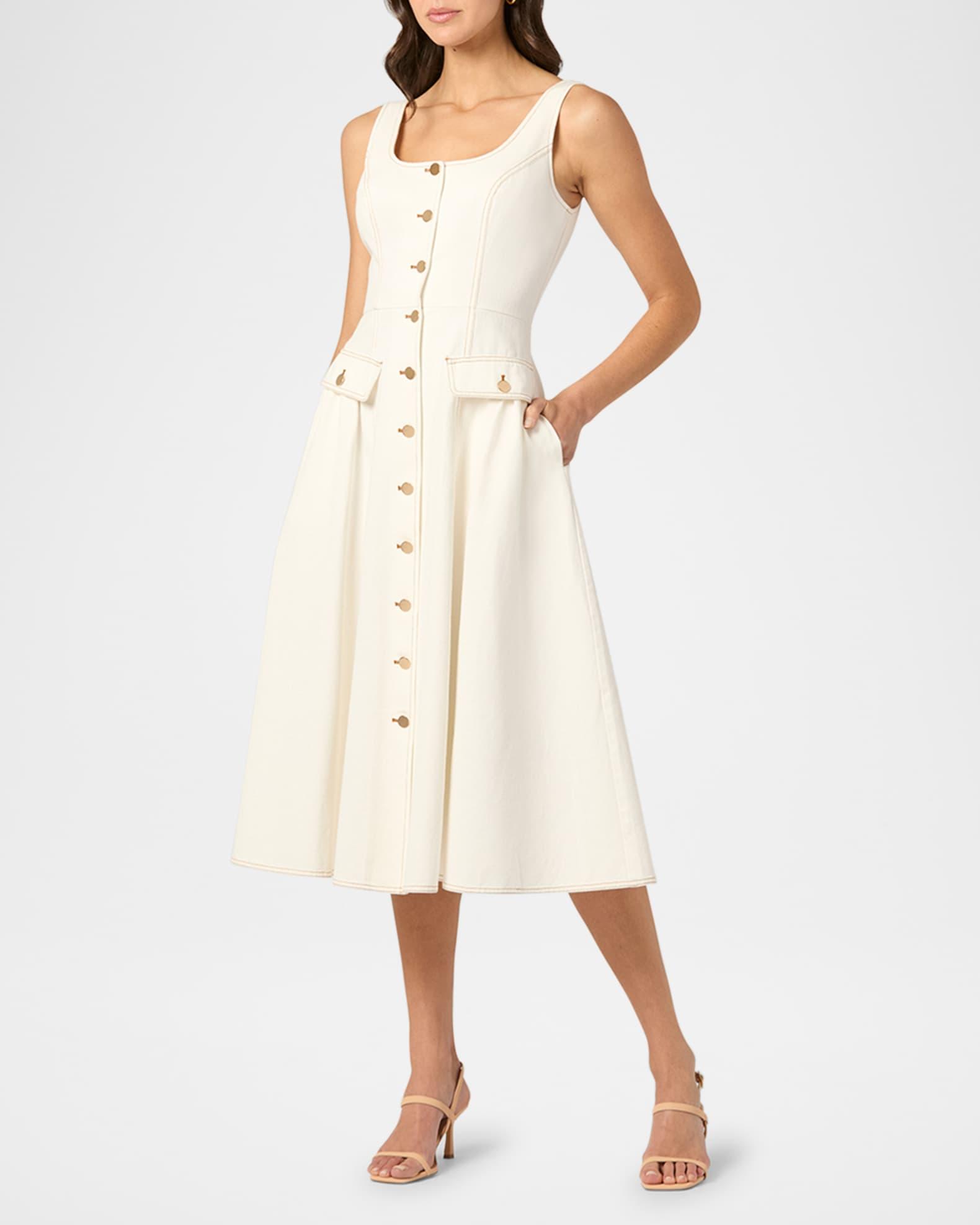 Belle Sleeveless Button-Down Cotton Midi Dress Product Image