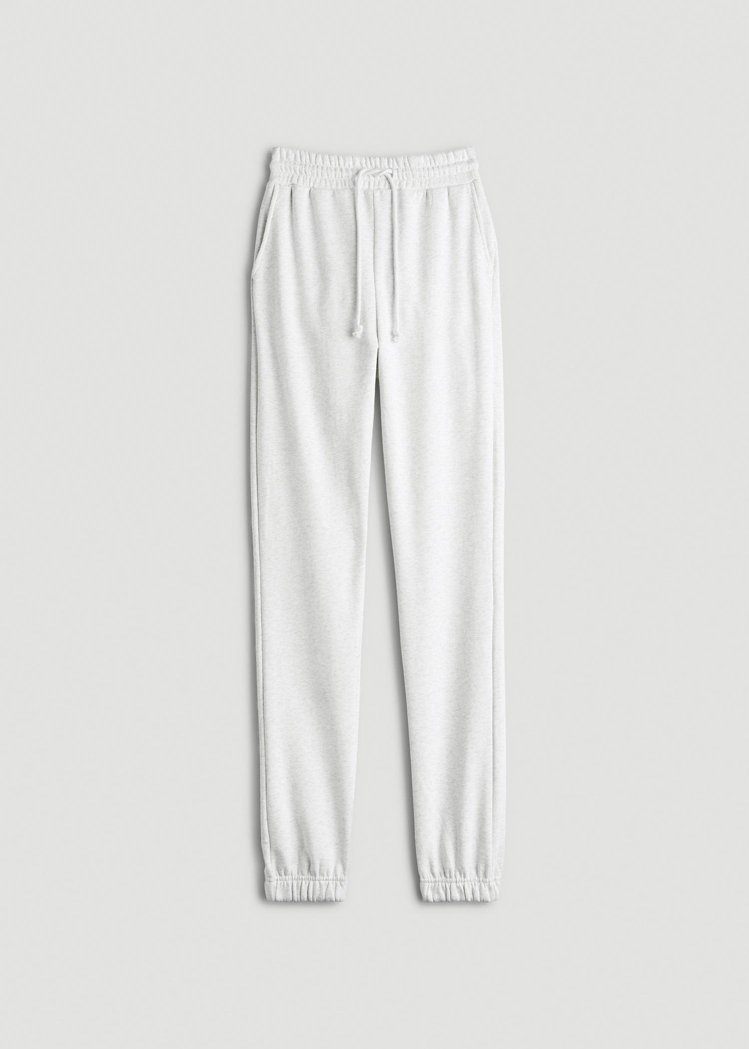 Wearever Fleece Slim Fit High-Waisted Garment Dye Sweatpants for Tall Women in Heather Cloud White Female Product Image