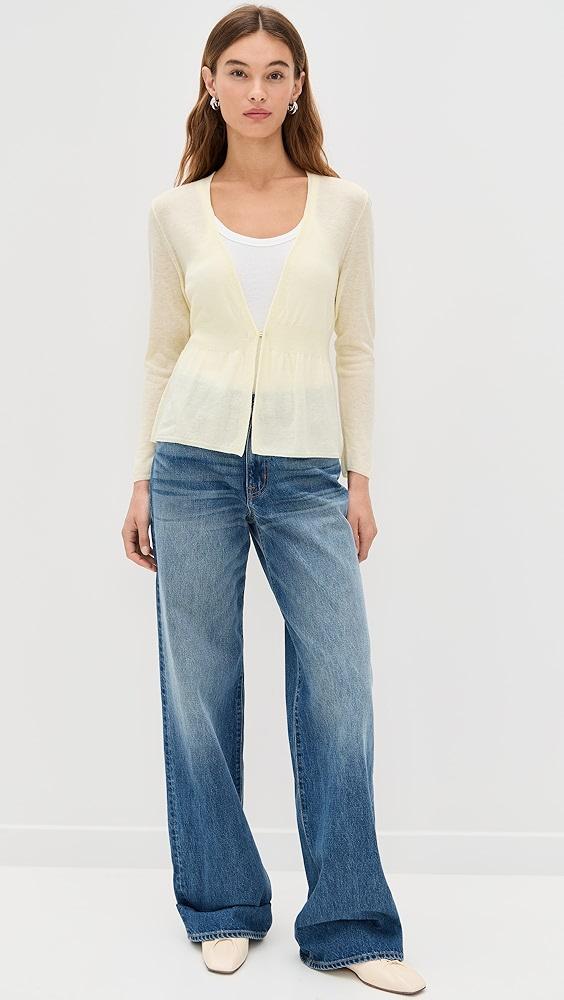 Vince Ribbed Waist Single Button Cardigan | Shopbop Product Image