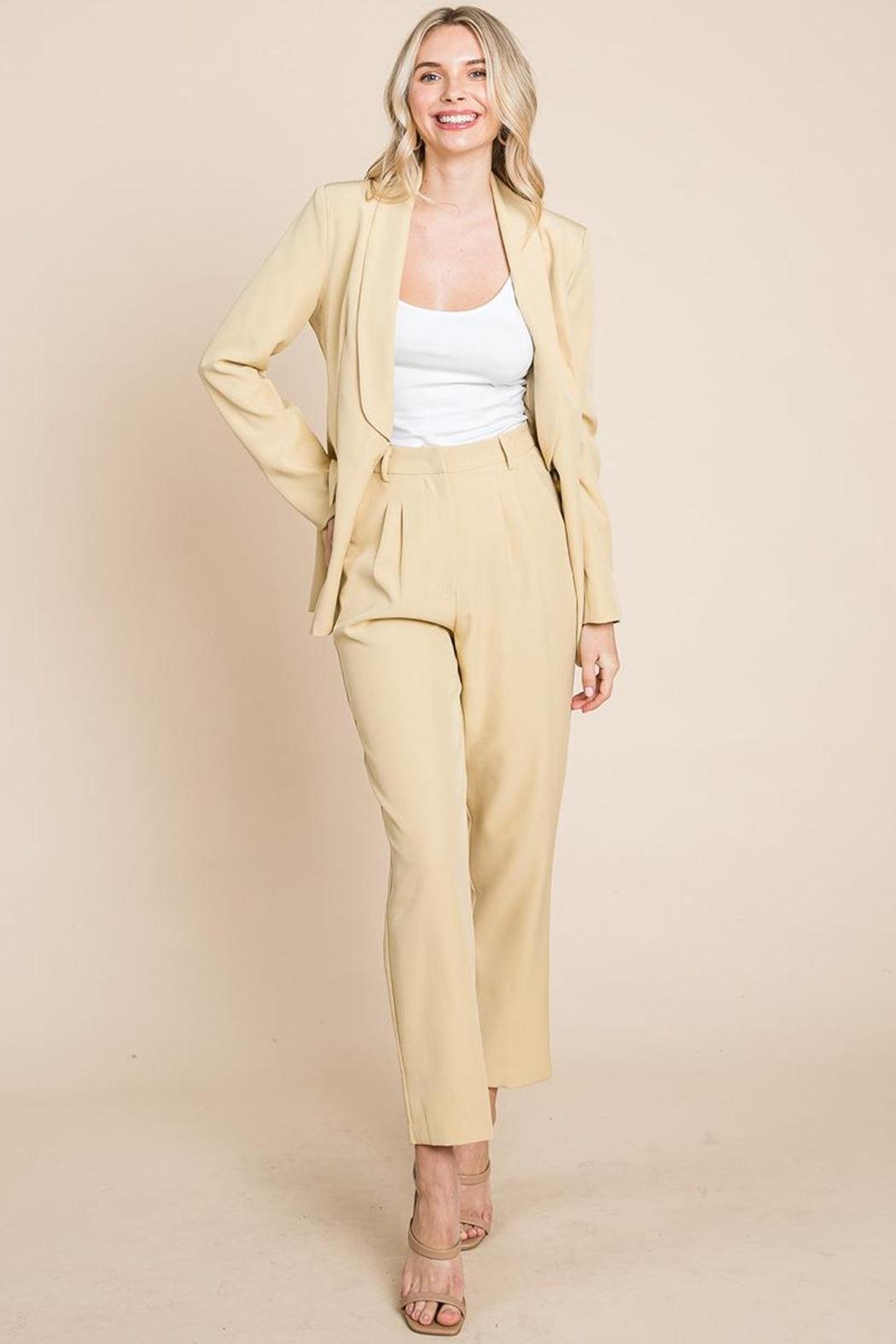Single Breasted Blazer & High Waisted Pants Set Product Image