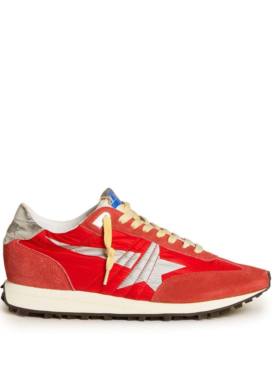 GOLDEN GOOSE Marathon Sneakers With Red Nylon Upper And Silver Star Shoes Product Image
