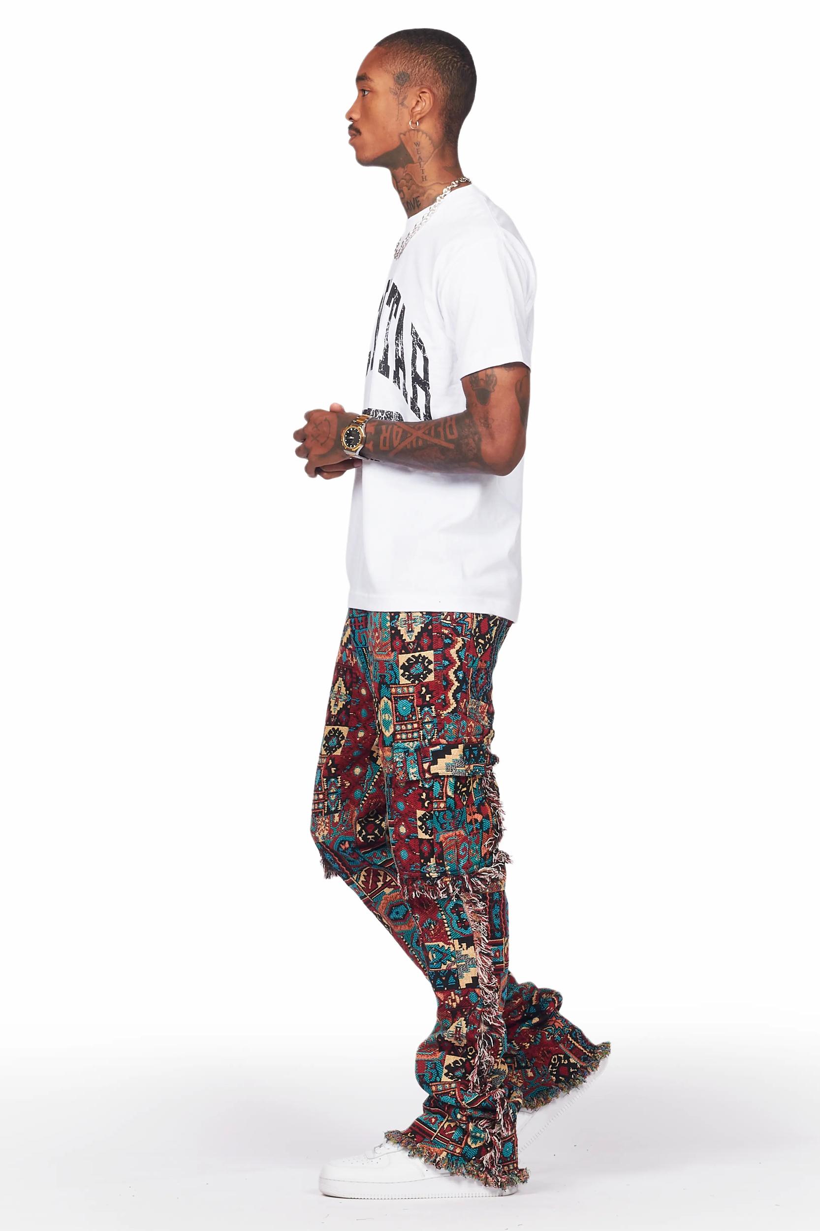 Ayami Red Slim Tapestry Flare Jean Male Product Image