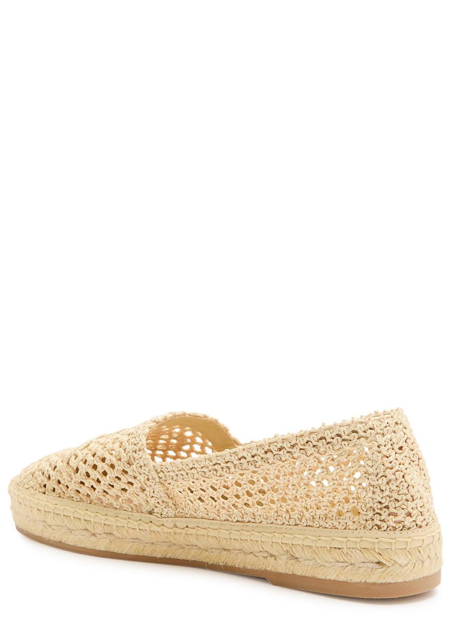 CHLOÉ Womens Chloe Isla Logo-embossed Crochet Espadrilles In Brown Product Image