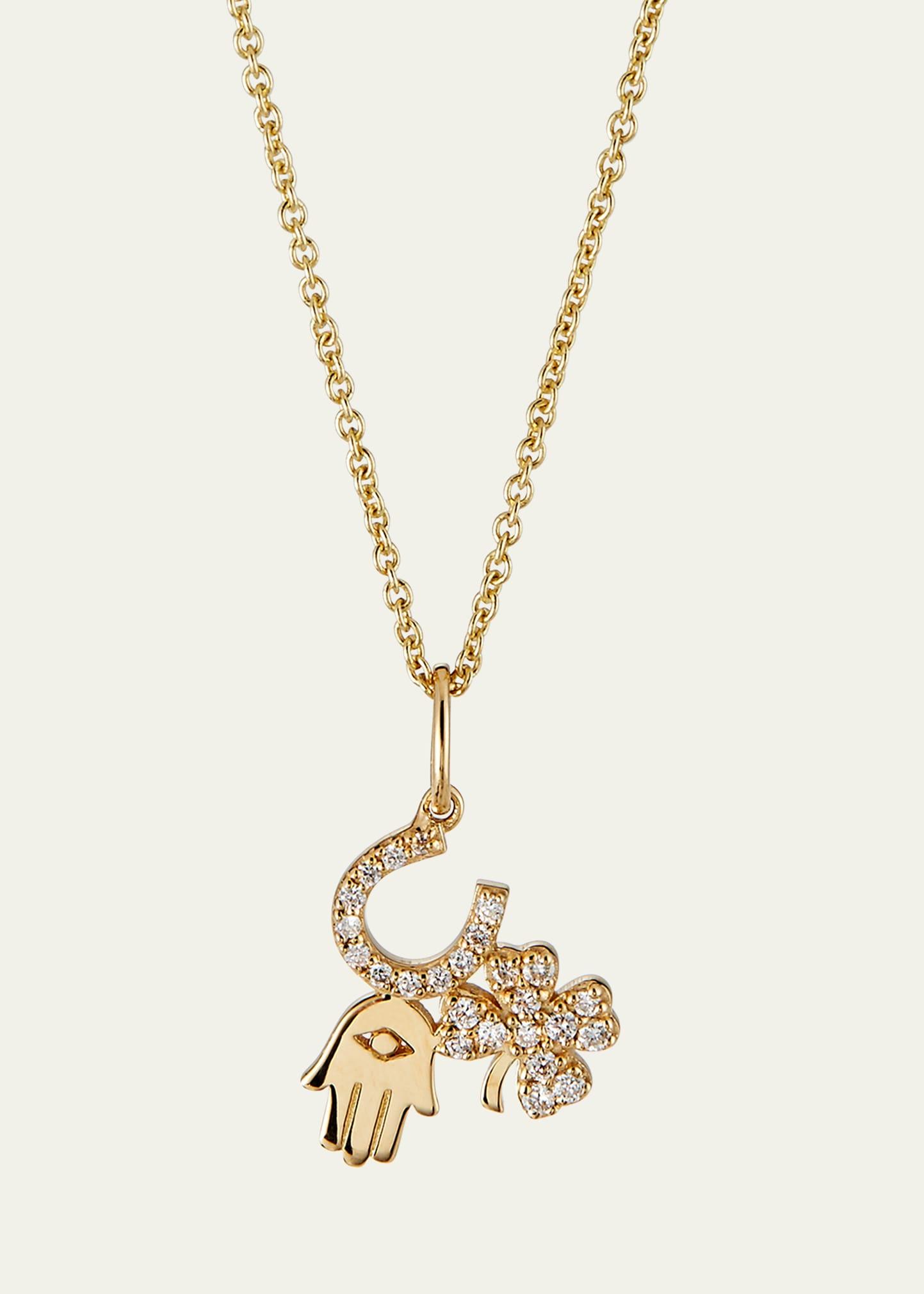 14k Diamond Luck & Protection Trio Necklace Product Image