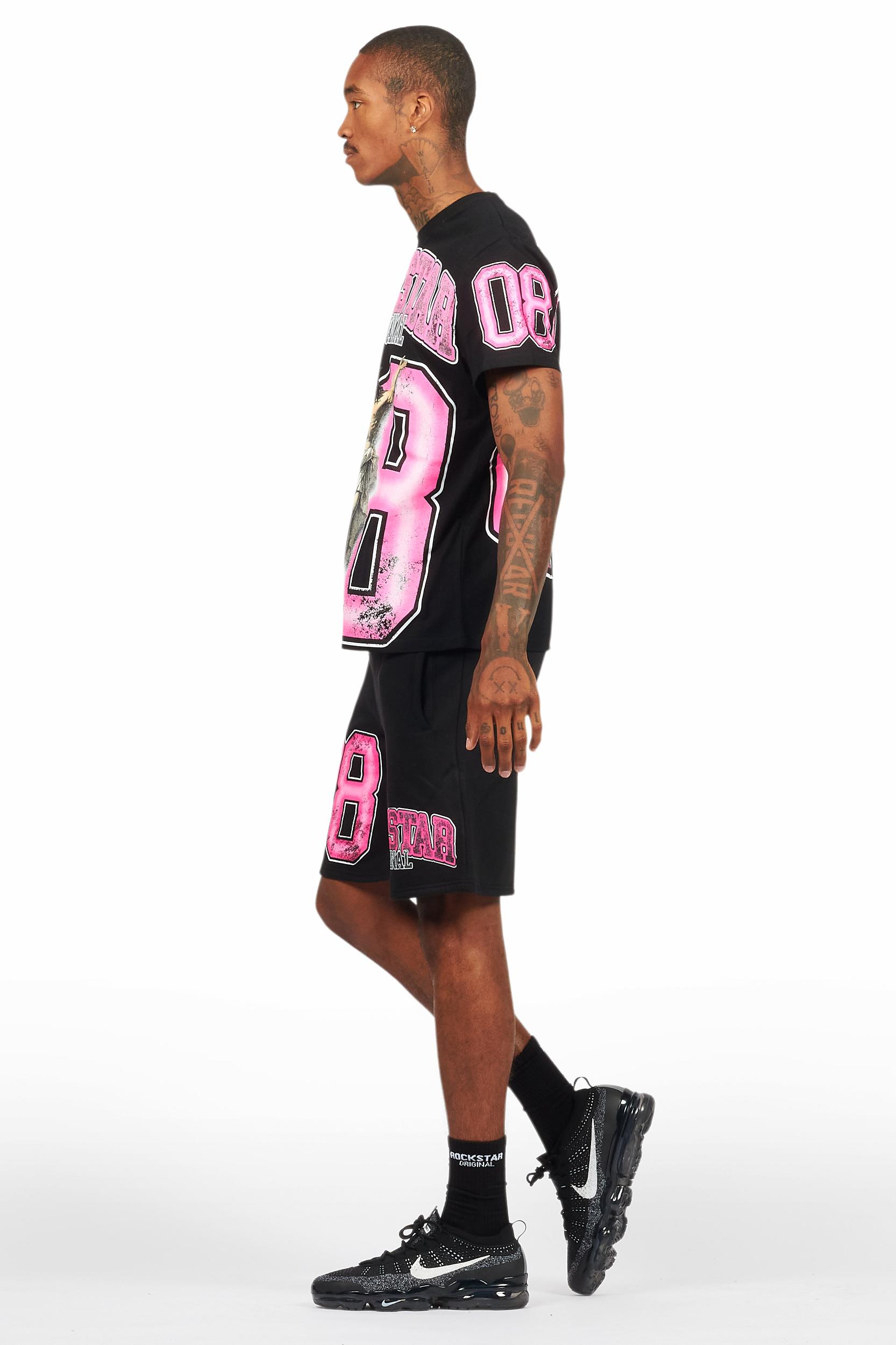 Fields Black/Pink T-Shirt Short Set Male Product Image
