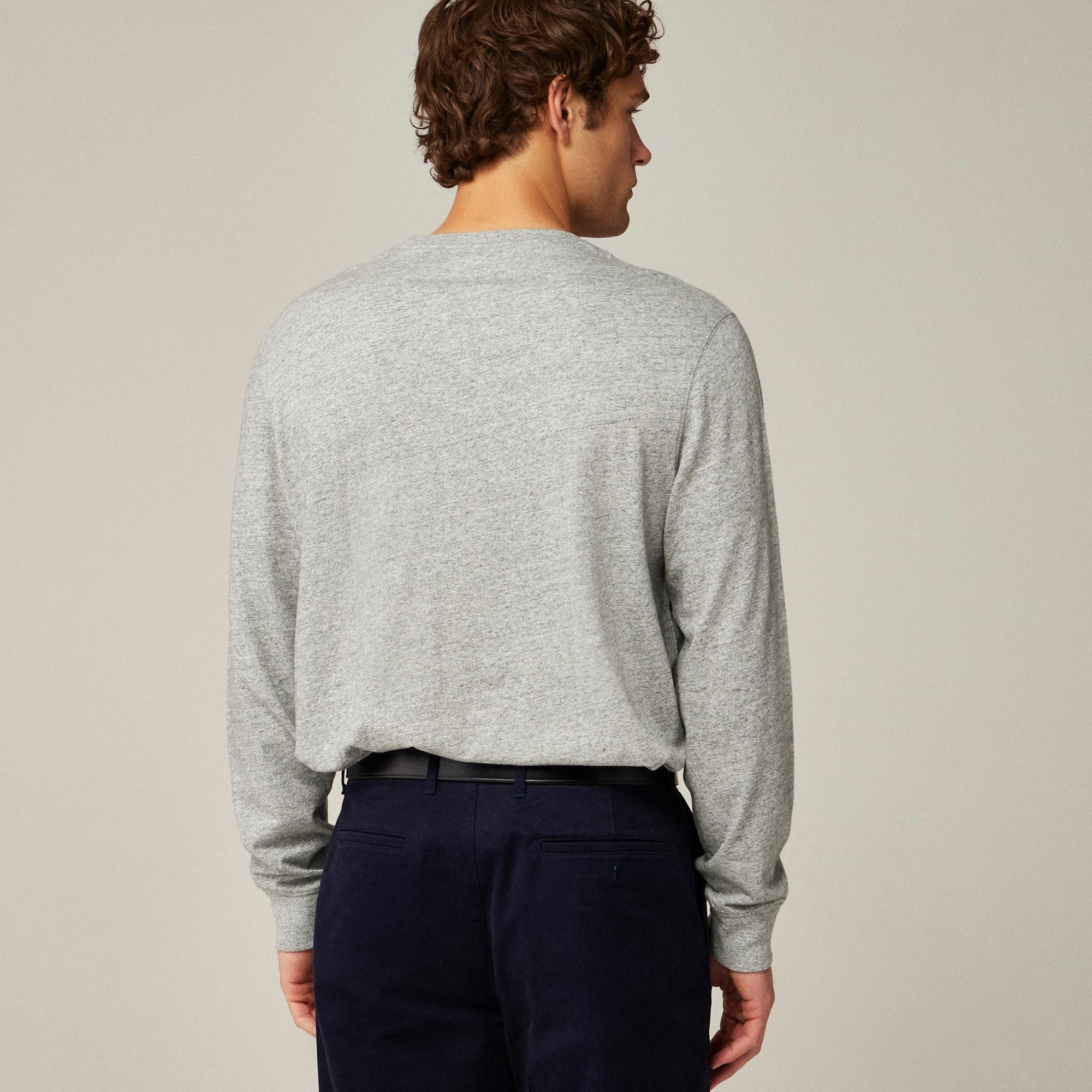 Long-sleeve vintage-wash cotton pocket T-shirt Product Image