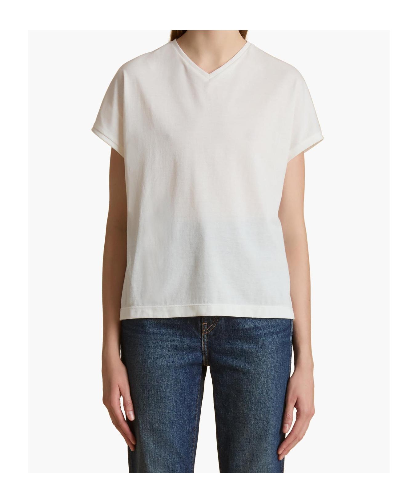 KHAITE Womens White Mae Brand-patch Cotton-jersey T-shirt In Cream Product Image