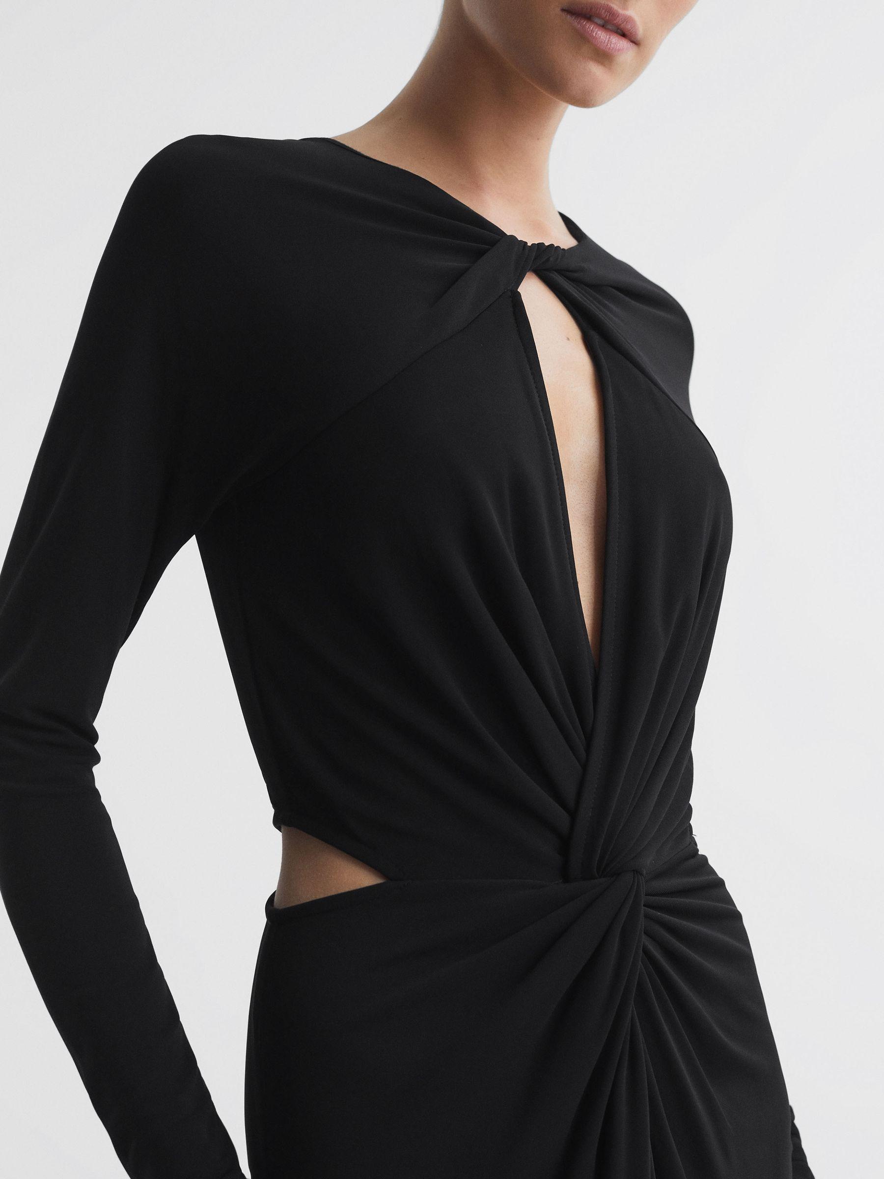 Twist Cut-Out Midi Dress in Black Product Image