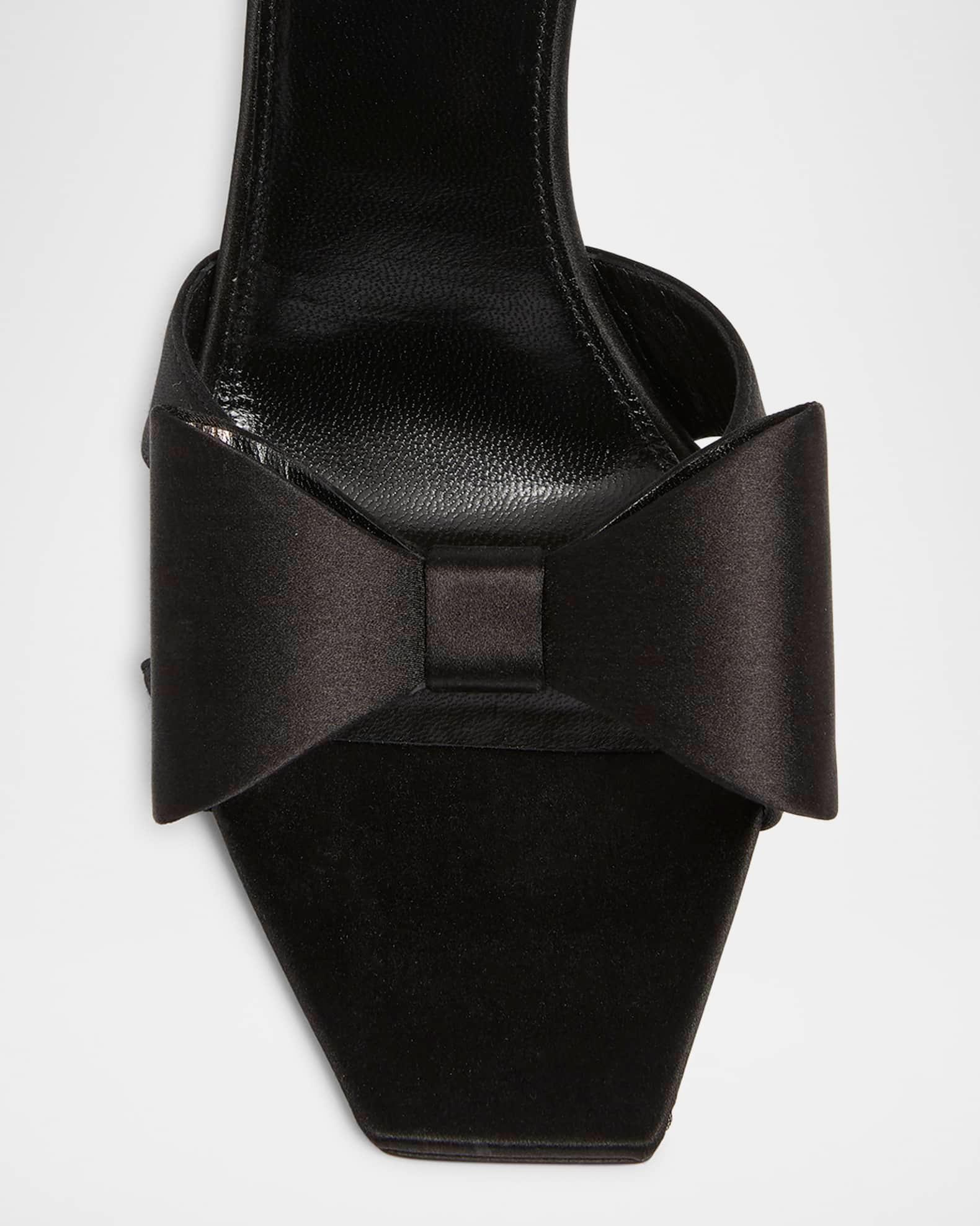 Tuxedo Bow Satin Stiletto Sandals Product Image