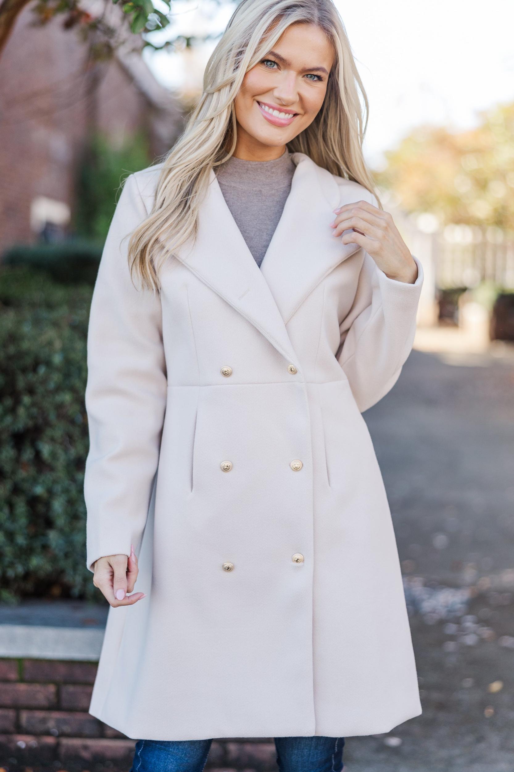 City Streets Oatmeal Brown Coat Female Product Image