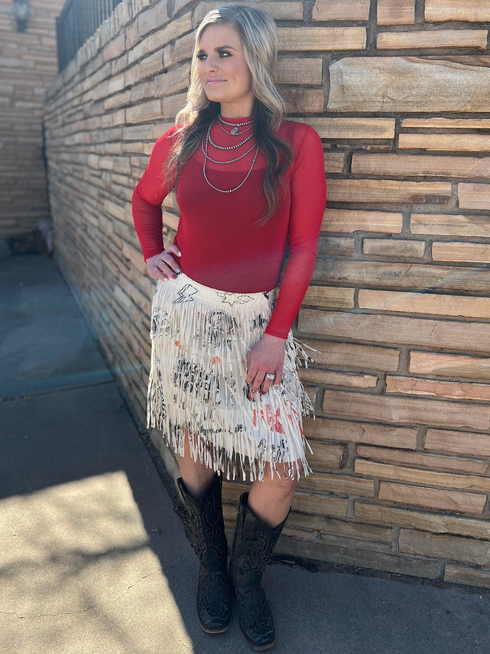 Origami Rock N Roll Lightweight Fringe Skirt* Product Image