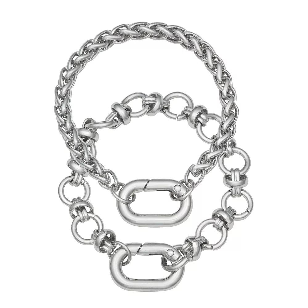 Emberly Silver Tone 2-piece Chain Bracelet Set, Women's, None Product Image