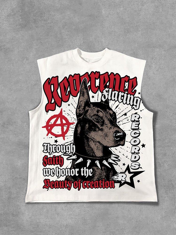 Doberman Retro Old Graphic Cotton Sleeveless Shirts Tank Top Product Image