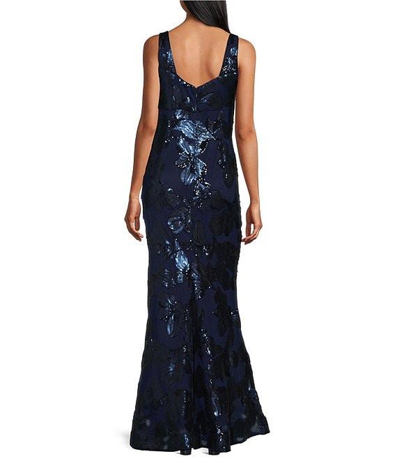 R & M Richards Embroidered Sequin Sweetheart Neck Sleeveless Mermaid Gown Product Image