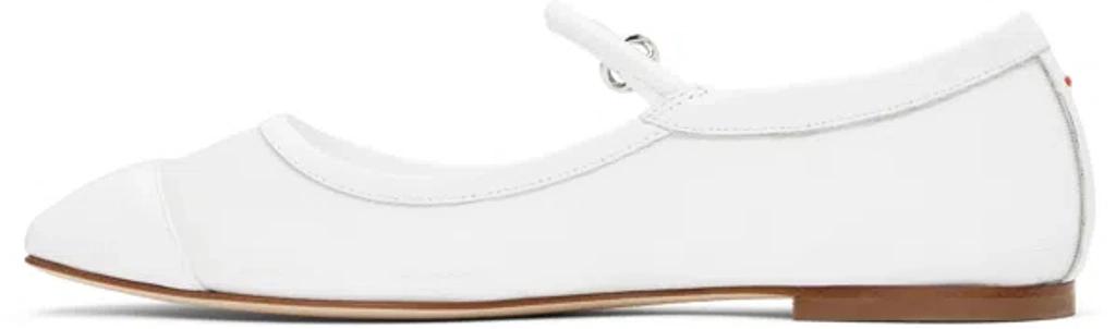 AEYDE Round Toe Ballerina Shoes With Contrast Piping In White Product Image