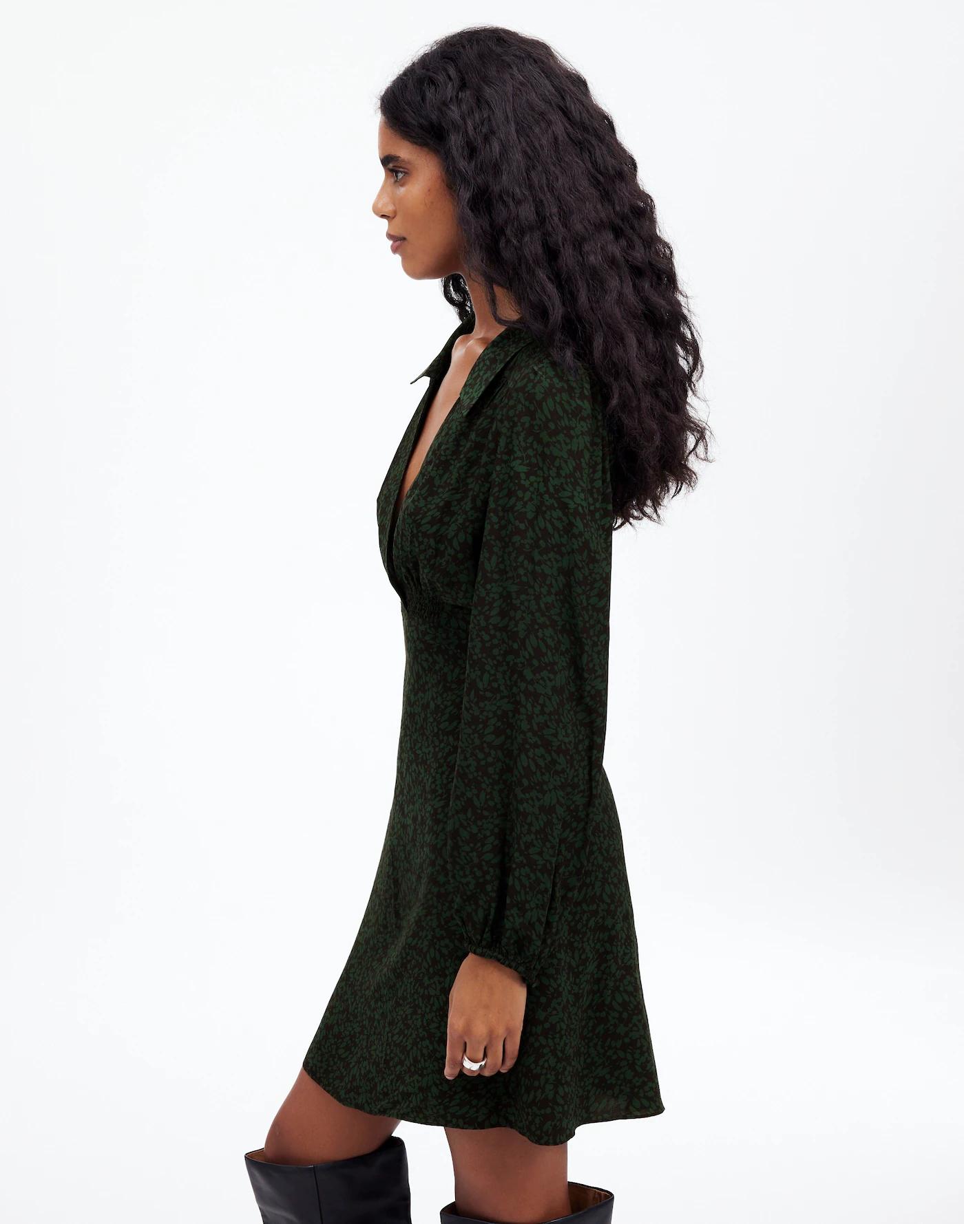 Long-Sleeve Mini Shirtdress in Floral Product Image