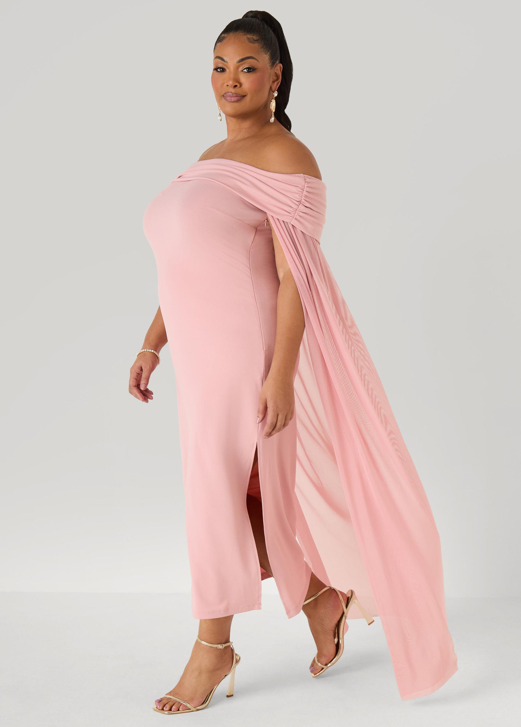 Off The Shoulder Cape Dress Product Image