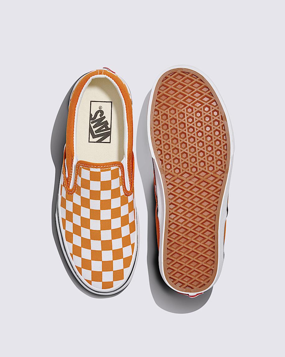 Classic Slip-On Checkerboard Shoe in Marmalade Orange / White| Vans US Product Image