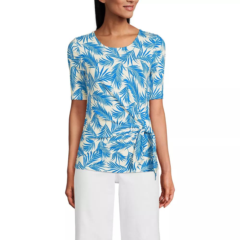 Women's Lands' End Lightweight Jersey Tie Front Top,  Product Image