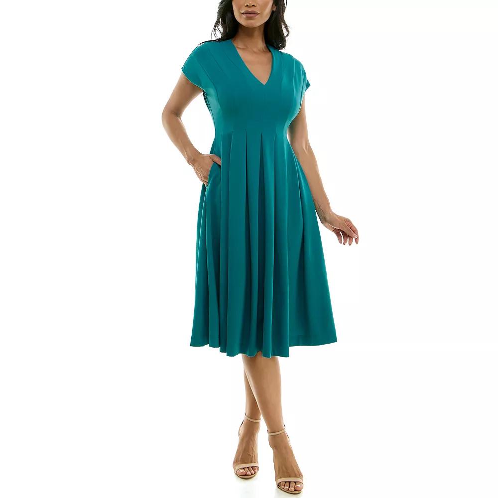 Women's Maison Tara Invert Pleat Fit And Flare Dress, Size: 10, Juniper Product Image