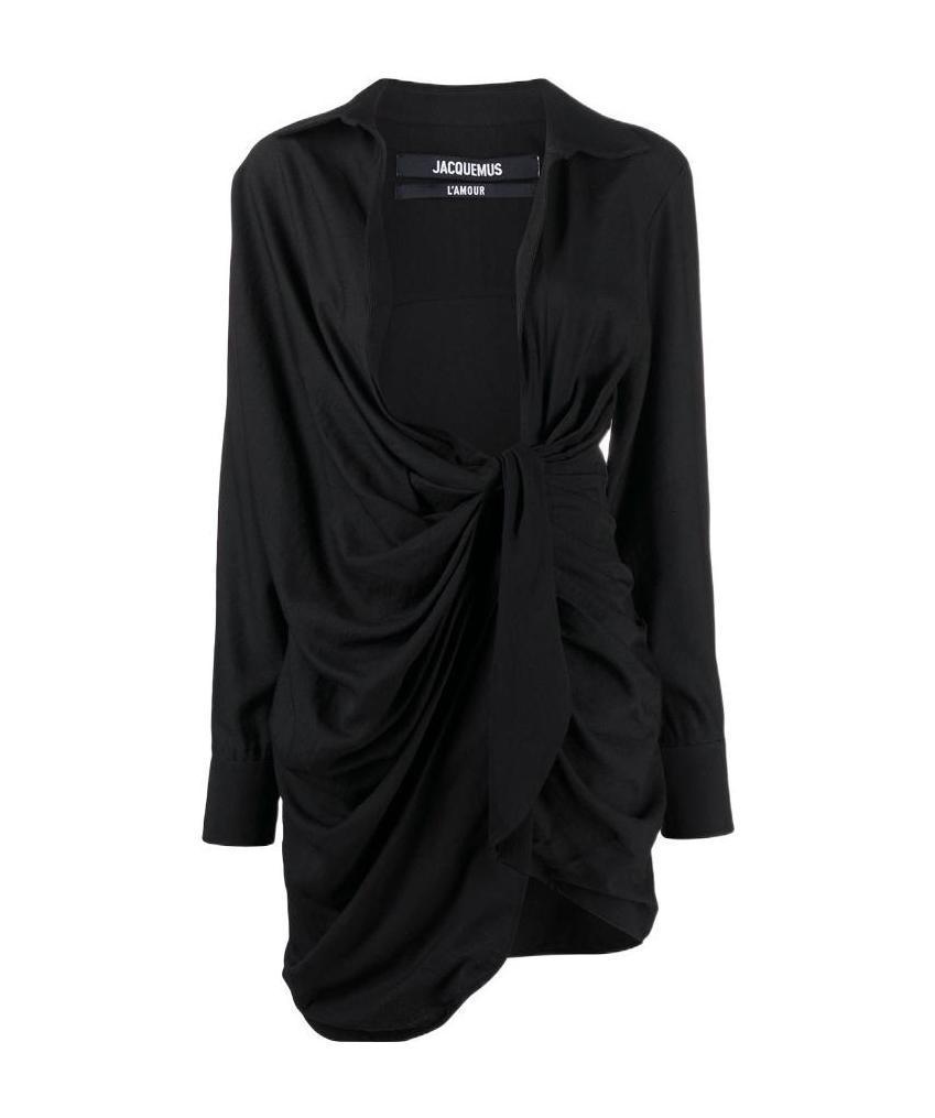 JACQUEMUS La Robe Bahia Viscose Jersey Mini Dress In Black Product Image