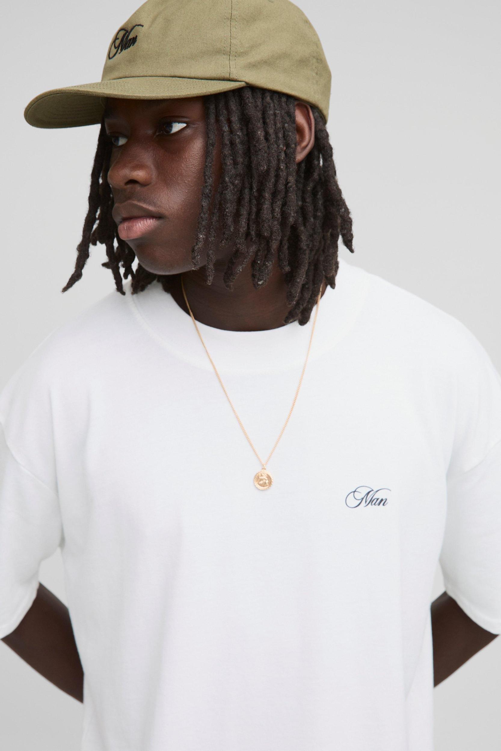 White Oversized Extended Neck Man Cosmopolitan T-Shirt | boohooMAN USA Product Image