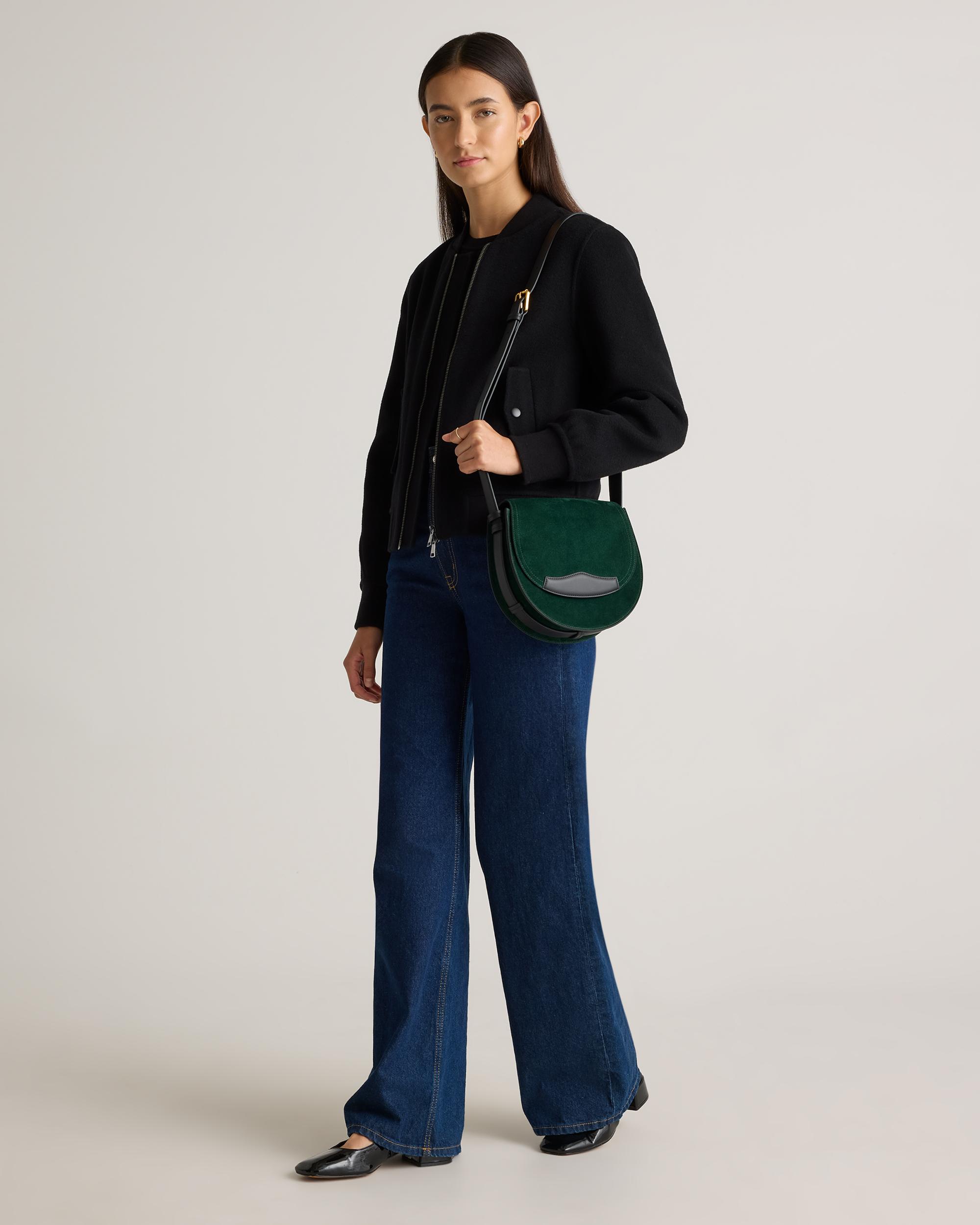 Quince | Women's Italian Suede Saddle Bag Suede Leather Product Image