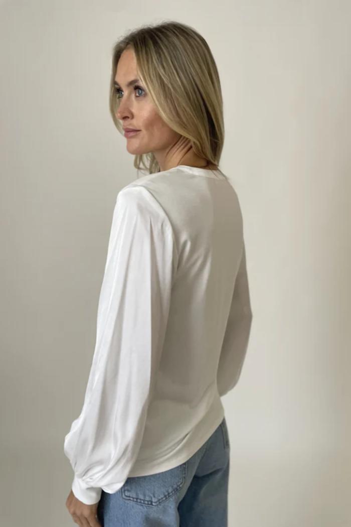 Ribbed Satin Sleeve Top Product Image