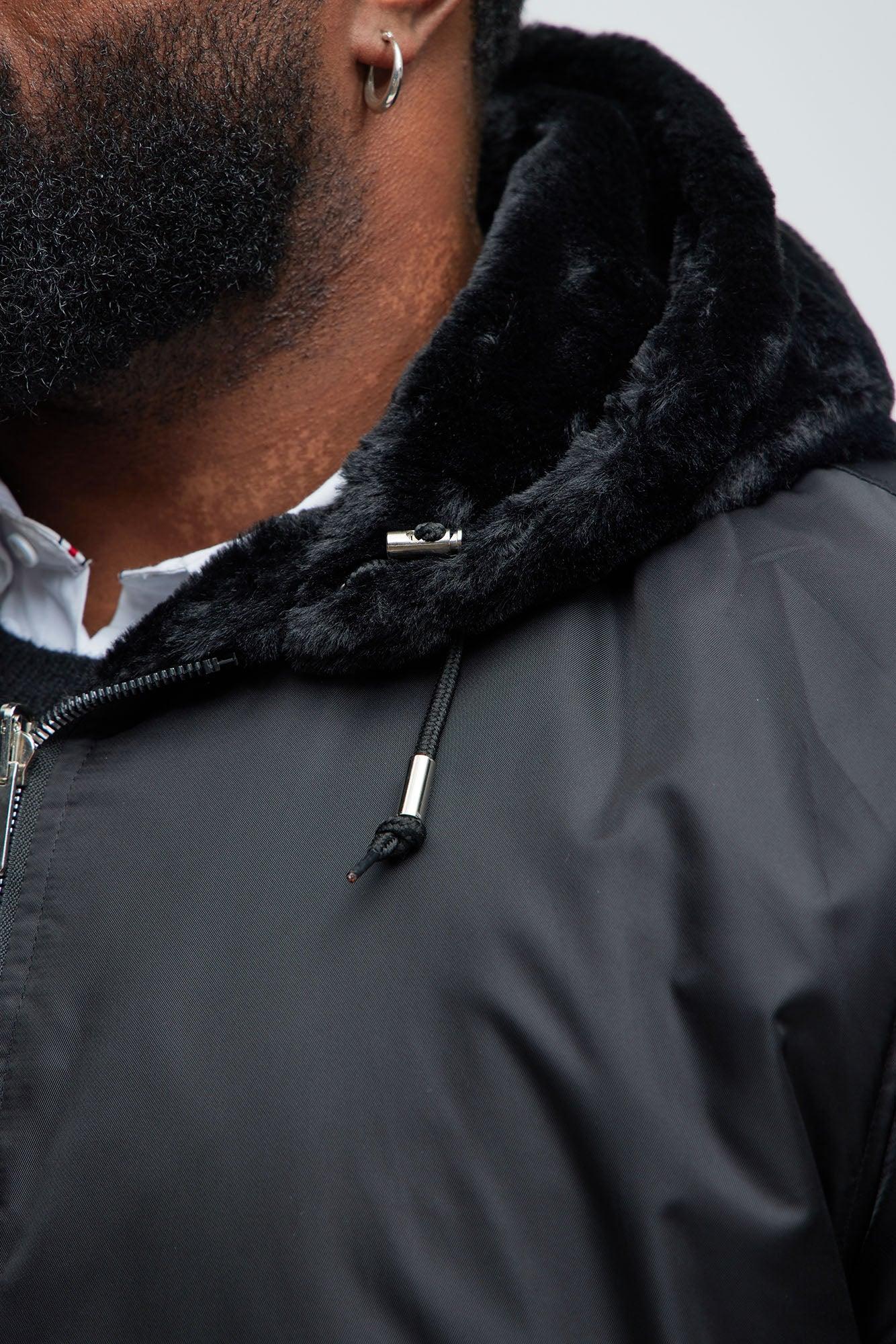 Night Out Reversible Bomber Jacket - Black Product Image