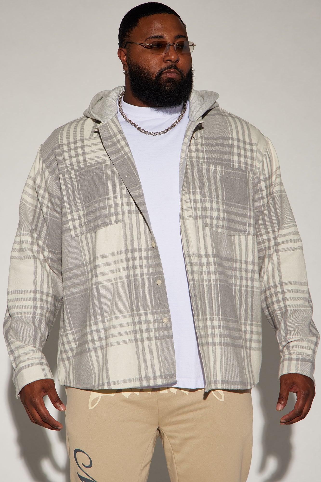 Time Gon Tell Hooded Oversized Shacket - Grey/combo Product Image