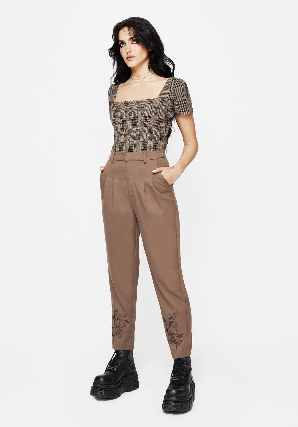 Hazel Embroidered Slim Tailored Trousers Product Image