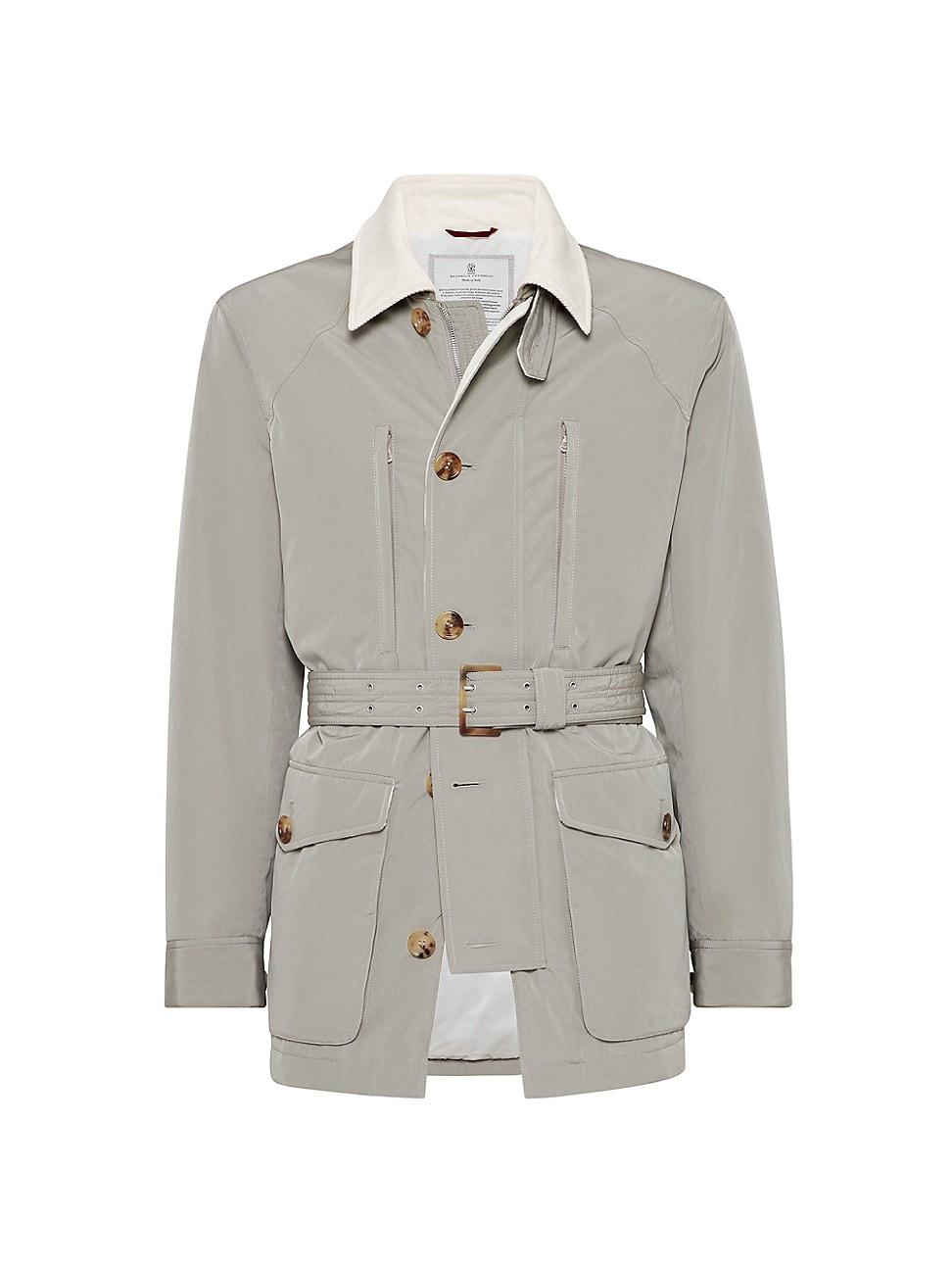 Mens Microfiber Belted Parka with Thermore Padding and Corduroy Inserts Product Image