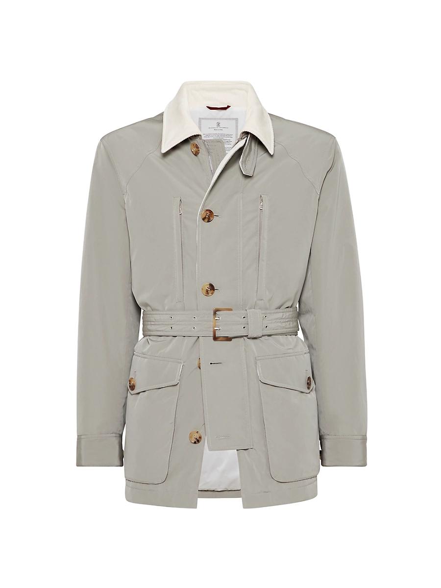 Mens Microfiber Belted Parka with Thermore Padding and Corduroy Inserts Product Image