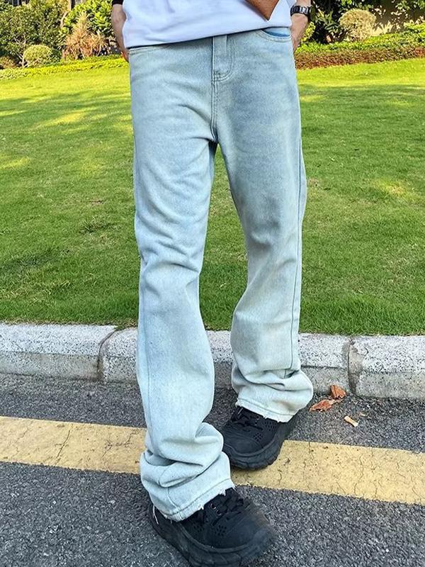 Men's Embroidered Print Loose Jeans Product Image