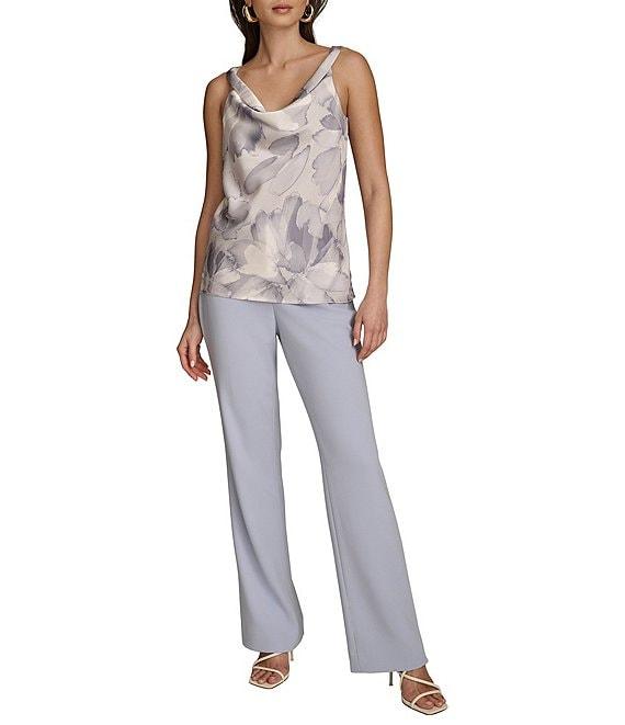Donna Karan Printed Charmeuse Cowl Neck Twisted Strap Tank Product Image