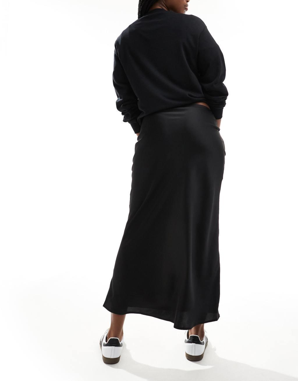 ASOS DESIGN satin bias midi skirt Product Image