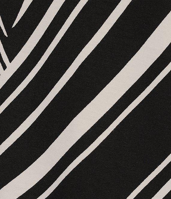 Allison Daley Hibiscus Wave Print Short Ruched Tie Sleeve Square Neck Knit Top Product Image