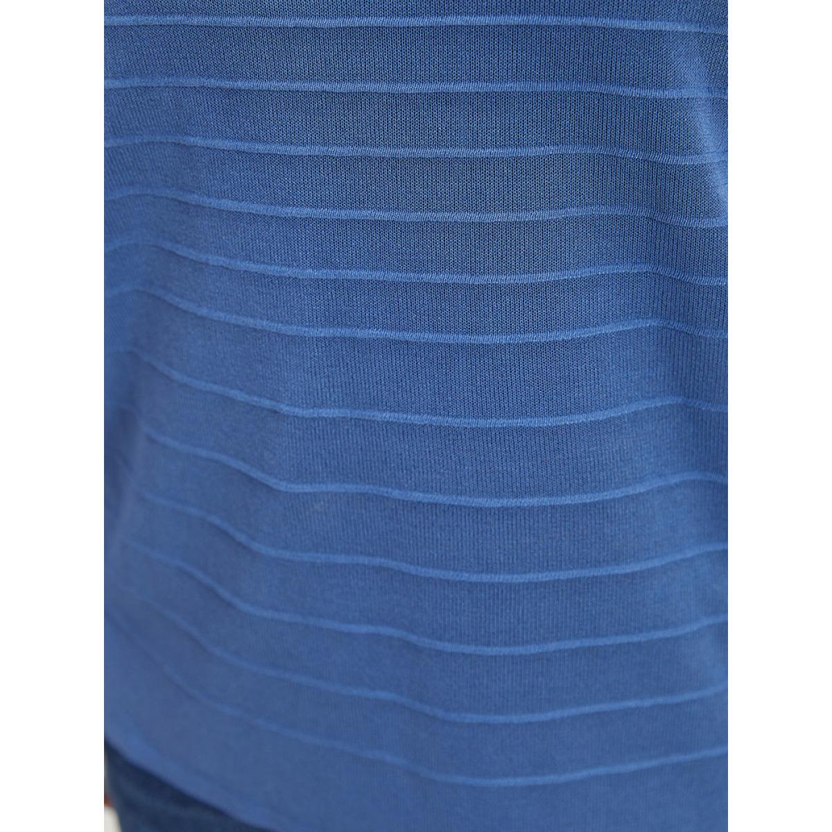 Plus Size Solid High Low Hem Drop Shoulder Split Side Pullover Cerulean Women Casual Loose Long Sleeve Round Neck Everyday Pullovers BloomChic 14-16/1X Product Image