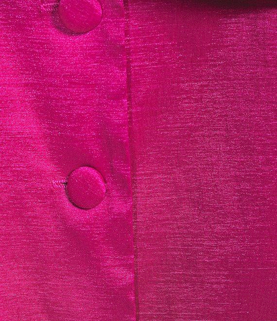 Alex Evenings Plus Size Stretch Taffeta Collared V-Neck 3/4 Sleeve Tie Sash Belt A-Line Midi Dress Product Image